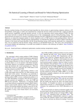 On Statistical Learning of Branch and Bound for Vehicle Routing
  Optimization