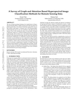 A Survey of Graph and Attention Based Hyperspectral Image Classification
  Methods for Remote Sensing Data