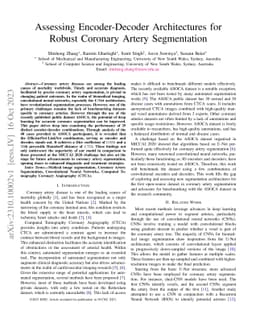 Assessing Encoder-Decoder Architectures for Robust Coronary Artery
  Segmentation