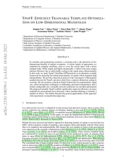 TpopT: Efficient Trainable Template Optimization on Low-Dimensional
  Manifolds