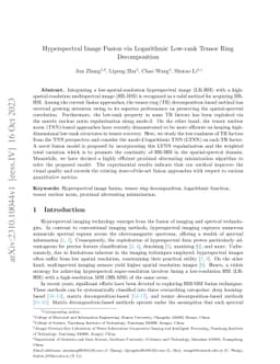 Hyperspectral Image Fusion via Logarithmic Low-rank Tensor Ring
  Decomposition