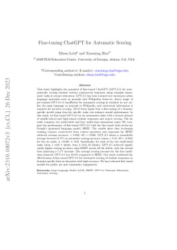 Fine-tuning ChatGPT for Automatic Scoring