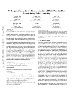 Orthogonal Uncertainty Representation of Data Manifold for Robust
  Long-Tailed Learning