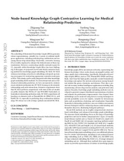 Node-based Knowledge Graph Contrastive Learning for Medical Relationship
  Prediction