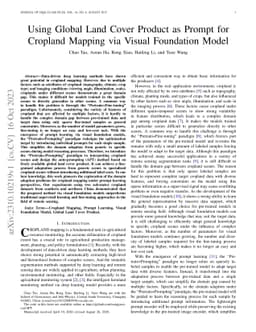 Using Global Land Cover Product as Prompt for Cropland Mapping via
  Visual Foundation Model