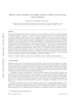 Efficient seismic reliability and fragility analysis of lifeline
  networks using subset simulation