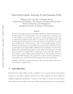 Structural transfer learning of non-Gaussian DAG