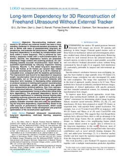 Long-term Dependency for 3D Reconstruction of Freehand Ultrasound
  Without External Tracker