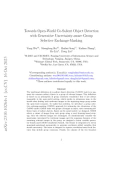 Towards Open-World Co-Salient Object Detection with Generative
  Uncertainty-aware Group Selective Exchange-Masking