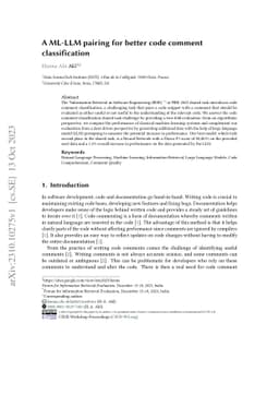 A ML-LLM pairing for better code comment classification