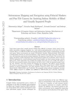 Autonomous Mapping and Navigation using Fiducial Markers and Pan-Tilt
  Camera for Assisting Indoor Mobility of Blind and Visually Impaired People