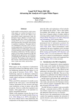 Legal NLP Meets MiCAR: Advancing the Analysis of Crypto White Papers