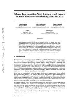 Tabular Representation, Noisy Operators, and Impacts on Table Structure
  Understanding Tasks in LLMs