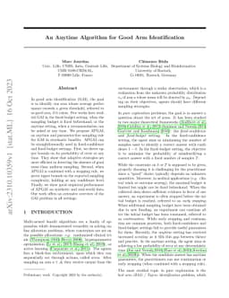 An Anytime Algorithm for Good Arm Identification