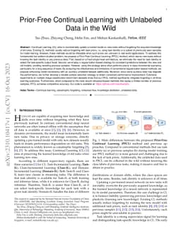 Prior-Free Continual Learning with Unlabeled Data in the Wild