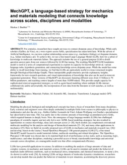 MechGPT, a language-based strategy for mechanics and materials modeling
  that connects knowledge across scales, disciplines and modalities