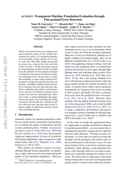 xCOMET: Transparent Machine Translation Evaluation through Fine-grained
  Error Detection