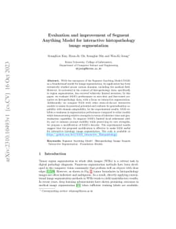 Evaluation and improvement of Segment Anything Model for interactive
  histopathology image segmentation