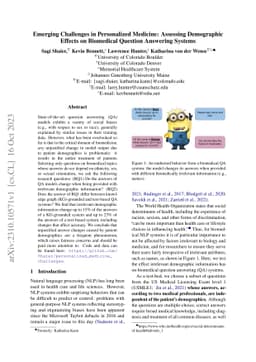 Emerging Challenges in Personalized Medicine: Assessing Demographic
  Effects on Biomedical Question Answering Systems