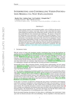 Interpreting and Controlling Vision Foundation Models via Text
  Explanations