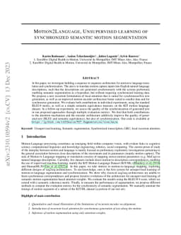 Motion2Language, unsupervised learning of synchronized semantic motion
  segmentation