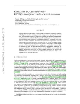 Certainty In, Certainty Out: REVQCs for Quantum Machine Learning