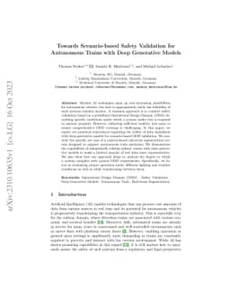 Towards Scenario-based Safety Validation for Autonomous Trains with Deep
  Generative Models