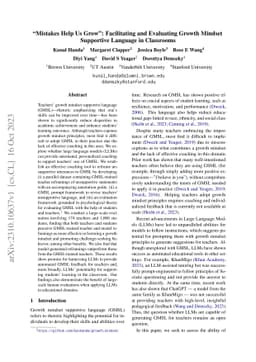 "Mistakes Help Us Grow": Facilitating and Evaluating Growth Mindset
  Supportive Language in Classrooms