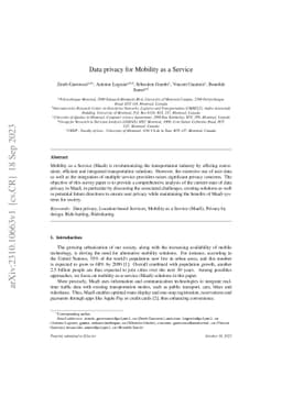 Data privacy for Mobility as a Service