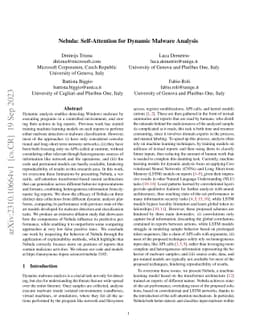 Nebula: Self-Attention for Dynamic Malware Analysis