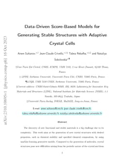 Data-Driven Score-Based Models for Generating Stable Structures with
  Adaptive Crystal Cells