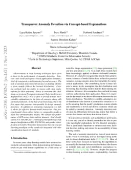Transparent Anomaly Detection via Concept-based Explanations