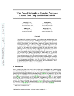 Wide Neural Networks as Gaussian Processes: Lessons from Deep
  Equilibrium Models