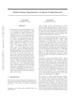 Medical Image Segmentation via Sparse Coding Decoder