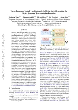 Large Language Models can Contrastively Refine their Generation for
  Better Sentence Representation Learning