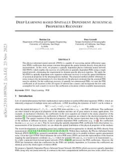 Deep Learning based Spatially Dependent Acoustical Properties Recovery