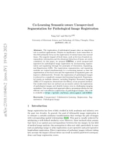 Co-Learning Semantic-aware Unsupervised Segmentation for Pathological Image Registration