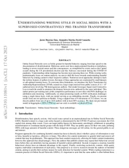 Understanding writing style in social media with a supervised
  contrastively pre-trained transformer