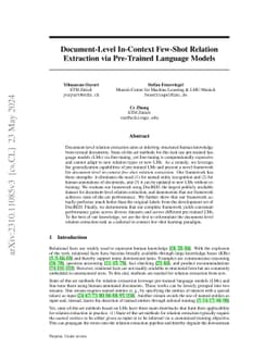 Document-Level In-Context Few-Shot Relation Extraction via Pre-Trained
  Language Models