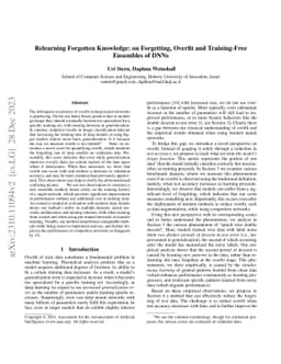 Relearning Forgotten Knowledge: on Forgetting, Overfit and Training-Free
  Ensembles of DNNs