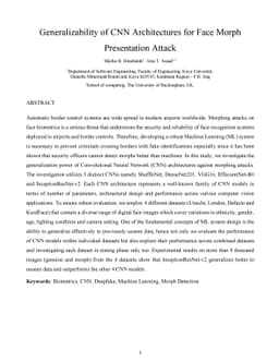 Generalizability of CNN Architectures for Face Morph Presentation Attack
