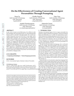 On the Effectiveness of Creating Conversational Agent Personalities
  Through Prompting