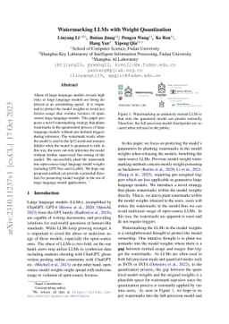 Watermarking LLMs with Weight Quantization