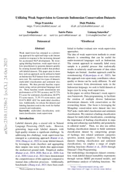 Utilizing Weak Supervision To Generate Indonesian Conservation Dataset