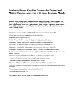 Emulating Human Cognitive Processes for Expert-Level Medical
  Question-Answering with Large Language Models