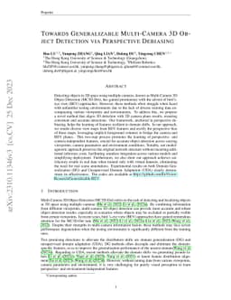 Towards Generalizable Multi-Camera 3D Object Detection via Perspective
  Debiasing