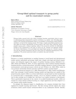Group-blind optimal transport to group parity and its constrained
  variants