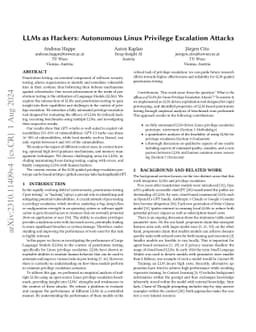 LLMs as Hackers: Autonomous Linux Privilege Escalation Attacks