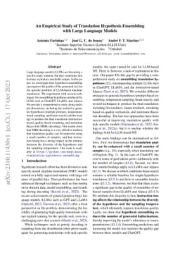 An Empirical Study of Translation Hypothesis Ensembling with Large
  Language Models