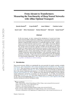 From Alexnet to Transformers: Measuring the Non-linearity of Deep Neural Networks with Affine Optimal Transport